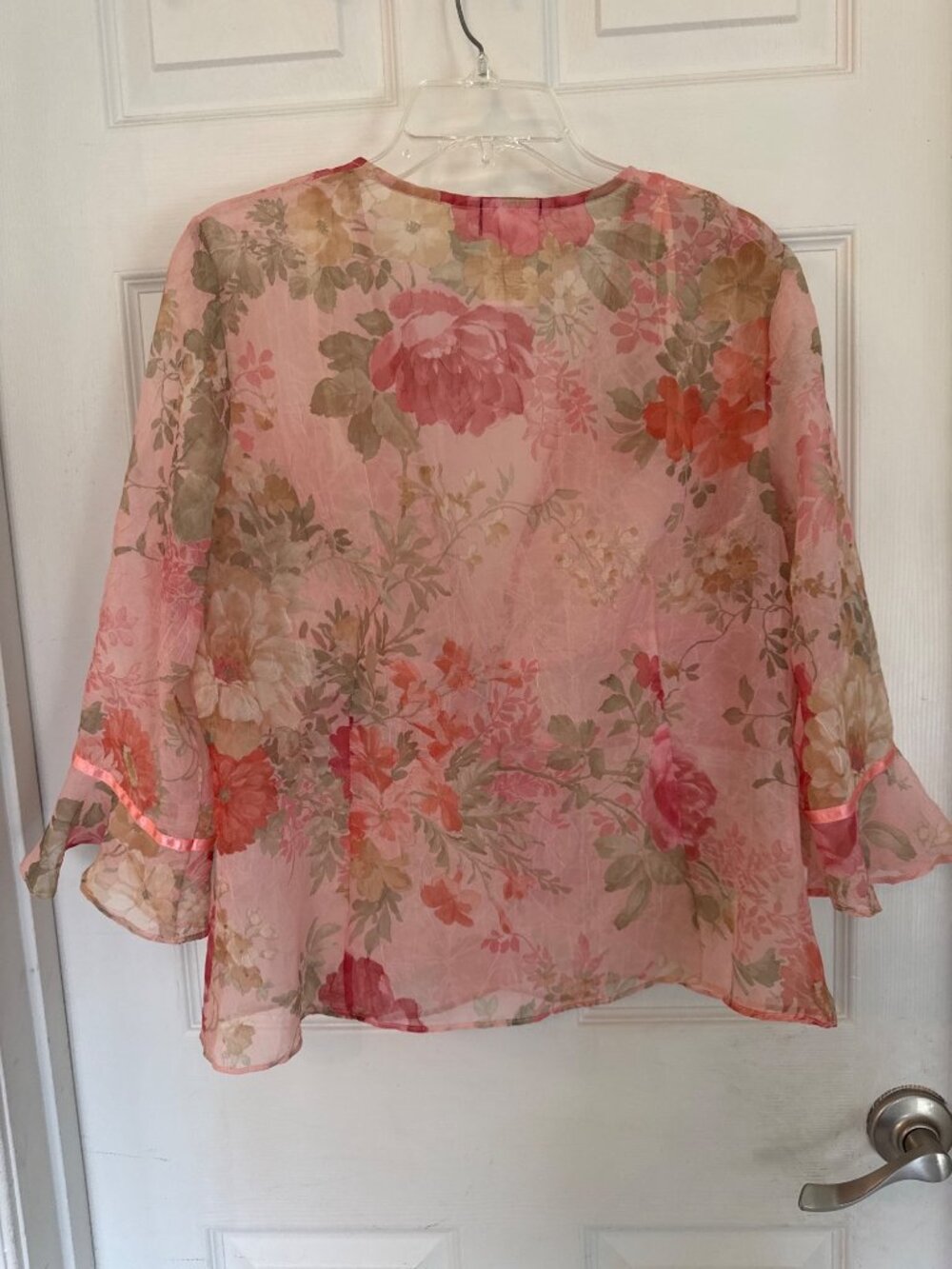 Vintage 90s Miss Dorby Pink Floral Sleeveless Midi Dress Jacket Sheer Lined 12 - Picture 14 of 14